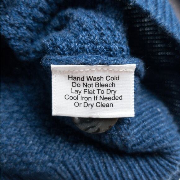 Jos. A. Bank Merino Wool Shawl Collar Sweater Men’s XL Slim Fit Navy Ribbed Knit - Picture 7 of 12